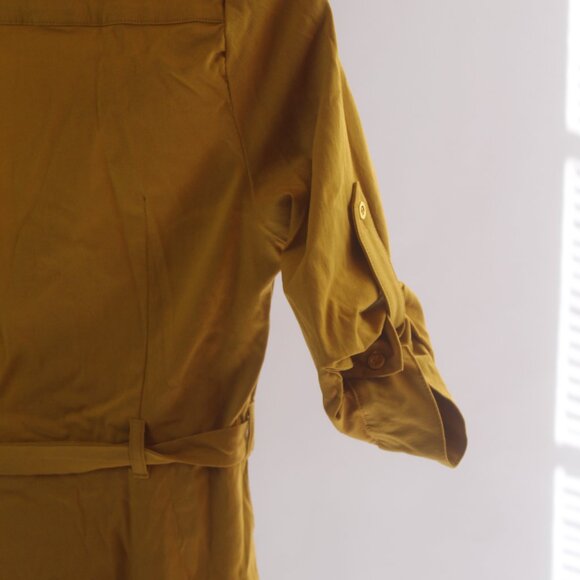 Women's Iris Bloom Gold Mini Button Down Dress Size Medium - Picture 8 of 8